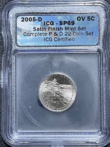 2005-D Jefferson Nickel ICG SP69 OV Satin Finish Mint Set