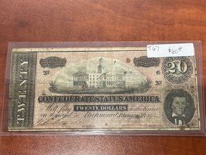 Confederate States of America 20 Dollar Bill