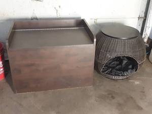 wood blanket chest and pet house