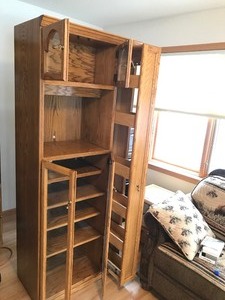 lot 4 image: Traditional Pantry Style Cabinet with Glass Paned Front Doors