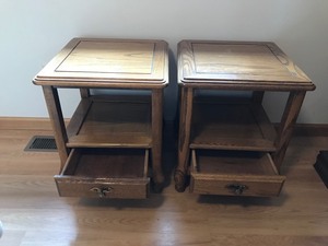 lot 23 image: 2 - Wood Night Stands with Drawers & Shelving