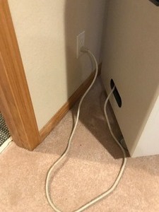 lot 34 image: Cabinet on Wheels with Outlet Strip that is attached in the inside