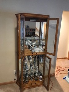 lot 36 image: Wood Curio Cabinet with Glass Shelves (Contents not included)