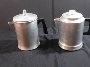 lot 105 image: 2 Vintage Aluminum Coffeepots