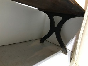 lot 62 image: Wooden Table with Cast Iron Legs