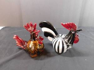 lot 166 image: Pair of Glass Roosters