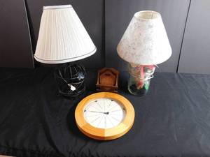 lot 415 image: Lamps, Coasters, Week Day Clock