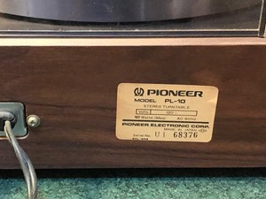 lot 536 image: Pioneer Model PL-10 Turntable