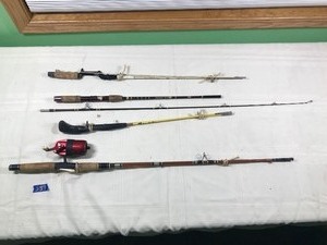lot 589 image: 4 Fishing rod and 1 reel