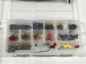 lot 592 image: Tackle boxes of tackle inside a Fleet Farm tackle bag
