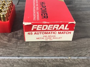 lot 697 image: 50 Rounds of Federal 45 Automatic Match 230 Grain Metal Case Bullet No. 45A