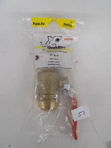 lot 51 image: 1 x 1 Brass Ball Valve Shark Bite
