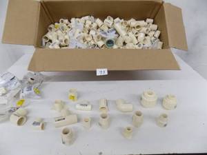 lot 93 image: Large Lot of CPVC Plumbing Fittings, Tee, Unions, 90, Adapters, Coupling
