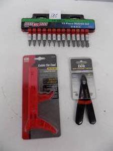 lot 185 image: Hand Tools, Cable Tire Tool, Wire stripper, Cutter, 14 Drive, 13 Multi-bit set