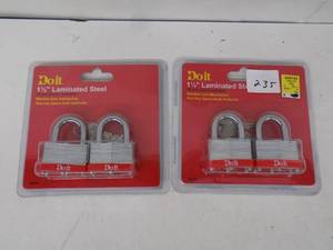 lot 235 image: 2 pack - Padlock 1 12  Laminated Steel