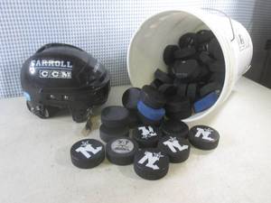 (CSB) Bucket of 60 Hockey Pucks And...