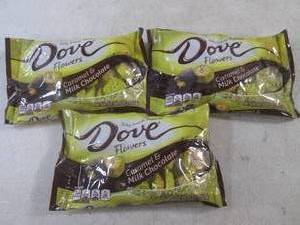 (B-3) 3 Bags Dove Flowers Caramel &...