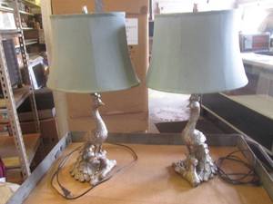 (CS) Pair of Peacock Table Lamps 27...