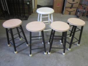 (EW3) 4 Small Metal with Wood Seat ...