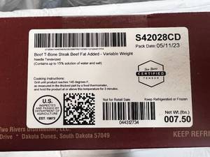Beef T-Bone Steak 7.50lbs