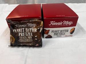 2x 6-2.3oz bags Fannie May Chocolate Covered  Peanut Butter Filled Pretzel Bites