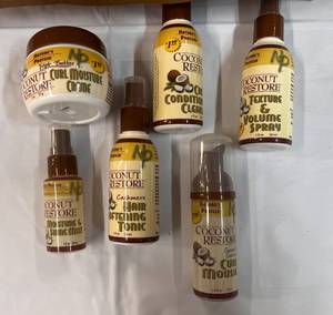 Coconut Restore Hair Product Sample Box of 6 Different Products-37 total