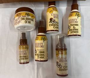 Coconut Restore Hair Product Sample Box of 6 Different Products-37 total