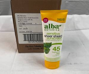6x-3oz  Alba Sensitive Sheer Shield Sunscreen SPF 45