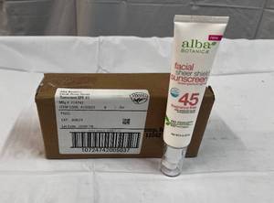 6x 2oz Alba Facial Sheer Shield Sunscreen SPF 45 Fragrance Free