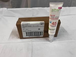 6x 2oz Alba Facial Sheer Shield Sunscreen SPF 45 Fragrance Free