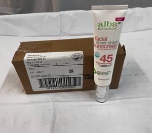6x 2oz Alba Facial Sheer Shield Sunscreen SPF 45 Fragrance Free