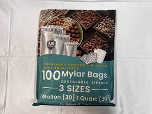 100 Mylar Bags(3 sizes), Oxygen Absorbers & Labels