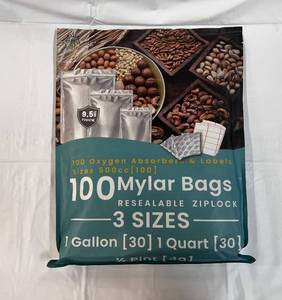 100 Mylar Bags(3 sizes), Oxygen Absorbers & Labels