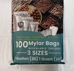 100 Mylar Bags(3 sizes), Oxygen Absorbers & Labels