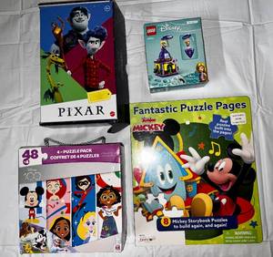 Lego Disney Princess, Disney 4 Puzzle Pack,Disney Onnward Lightfoot & Mickey Storybook Puzzles