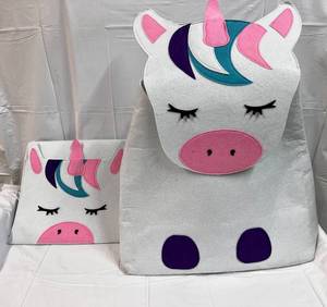 Kids Felt Unicorn LaundryToy Bin