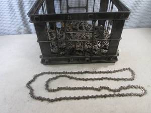 lot 11 image: (A-2) Crate with Assorted Sized Chain Saw BladesChains