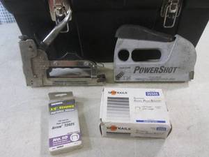 lot 23 image: (EW3) 2 Staple Guns with Staples in Plastic Tool Box (Both Latches Are Broken)