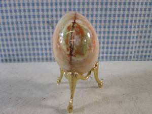 lot 36 image: (CNTR) 2 34 Polished Stone Egg with Stand