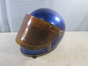 lot 45 image: (CS) Vintage Blue Metallic Motorcycle Helmet with Shield
