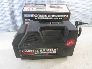 lot 49 image: (CS) Campbell Hausfeld Cordless Air Compressor and Rechargeable 12-Volt Power Pack