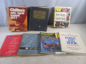 lot 66 image: (D-2) Vintage Auto Repair Manuals, Garden Book and First Aid Book