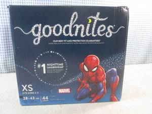 lot 103 image: (BS) Box of 44 Goodnights Marvel Spiderman Training Pants XS Sizes 3-5  28-43 Lbs