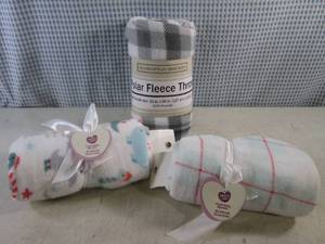 lot 145 image: (BSB) 2 Plush Baby Blankets and Polar Fleece Throw