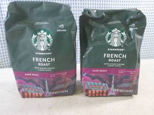 lot 194 image: (B-3) 2 - 28oz Bags Starbucks French Roast Ground Dark Roast Coffee Past Date