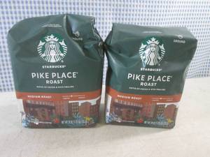 lot 196 image: (B-3) 2 - 28oz Bags Starbucks Pike Place Roast Ground Medium Roast Coffee Past Date