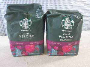 lot 197 image: (B-3) 2 - 28oz Bags Starbucks Caffe Verona Ground Dark Roast Coffee Past Date
