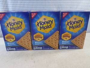 lot 203 image: (C-2) 3 Boxes Honey Maid Graham Crackers Past Date
