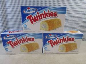 lot 215 image: (C-1) 3 Boxes Hostess Twinkies Best by Feb 2024