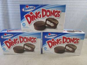 lot 216 image: (B-2) 3 Boxes Hostess Ding Dongs Best by Jan 2024